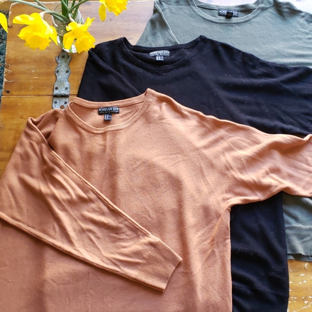 Three Forever21 Dolman Sweaters